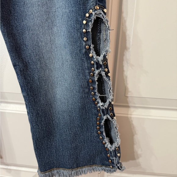 Vintage 90s Y2K R4R Jean Capris Cutout Size 5 Juniors 28 in - Picture 2 of 5